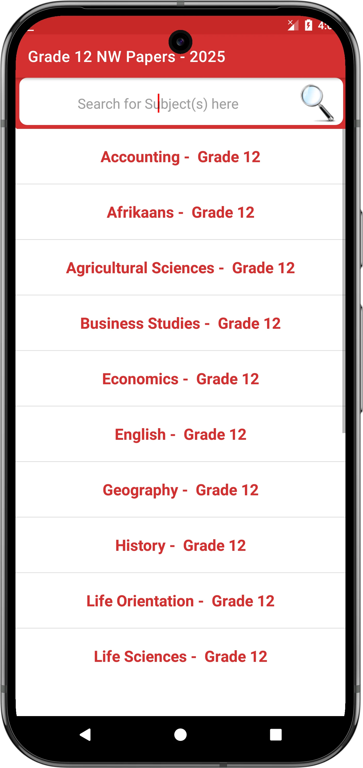 North West Grade 10, 11 and 12 screenshot